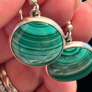 Vintage Sterling Silver Malachite dangle earrings